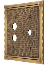Bungalow Push Button/Rotary Dimmer Combination Switch Plate In Solid Cast Brass in Antique Brass.